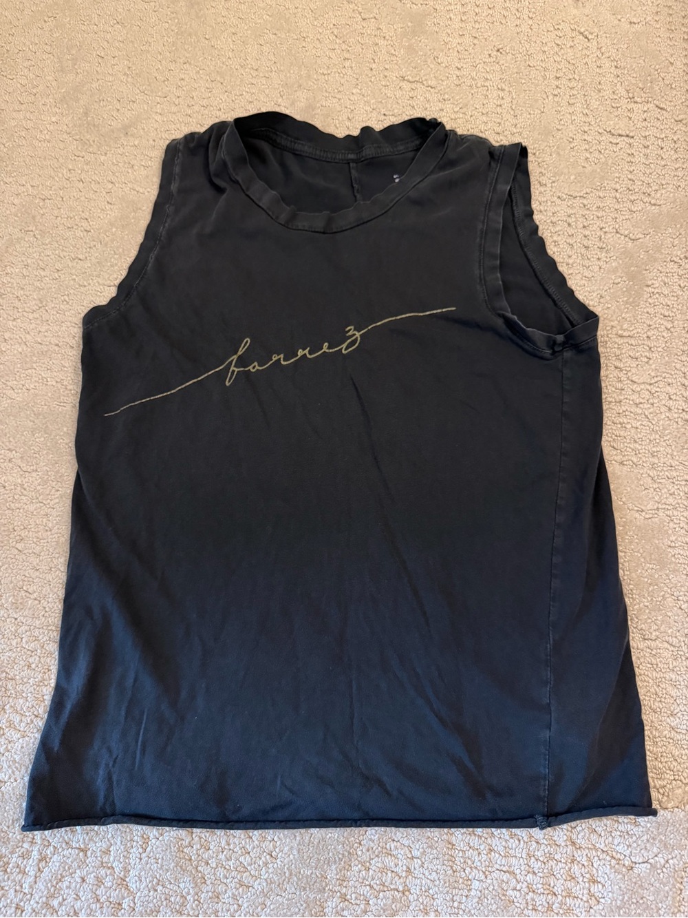 Barre 3 Sleeveless Washed Black Logo Muscle Tank size S